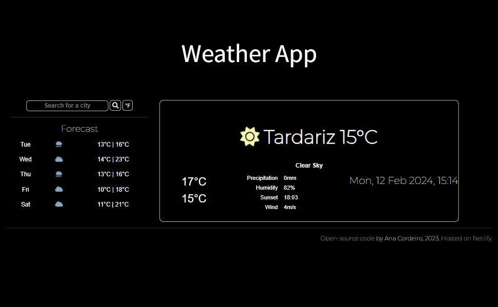 Weather app project preview